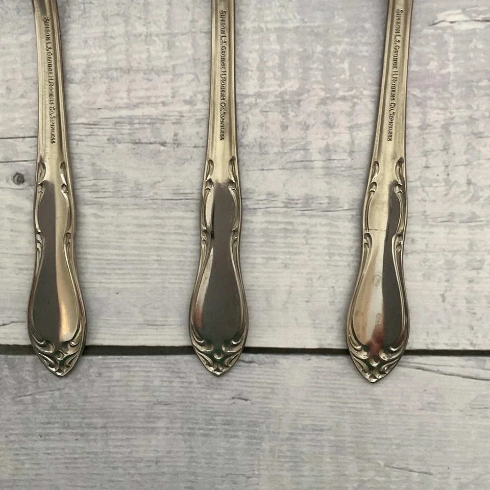 Simeon George Rogers Oneida HOMESTEAD 6 Oval Place Spoons Stainless Flatware #1